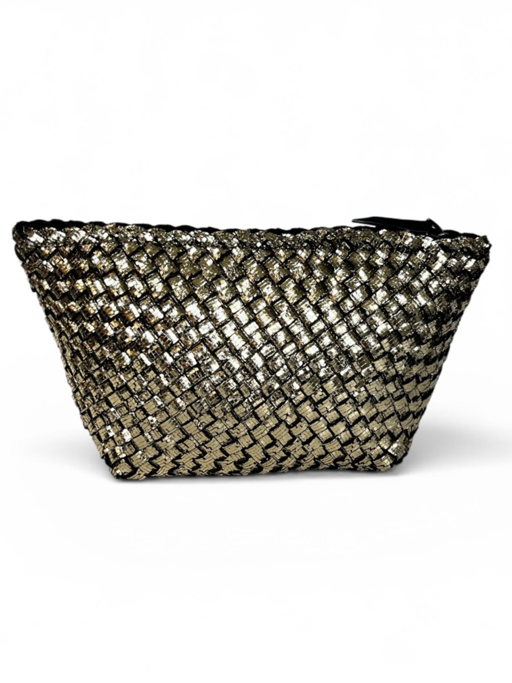 NWOT Naghedi Gold Woven Small Bag Zipper Closure accessories makeup